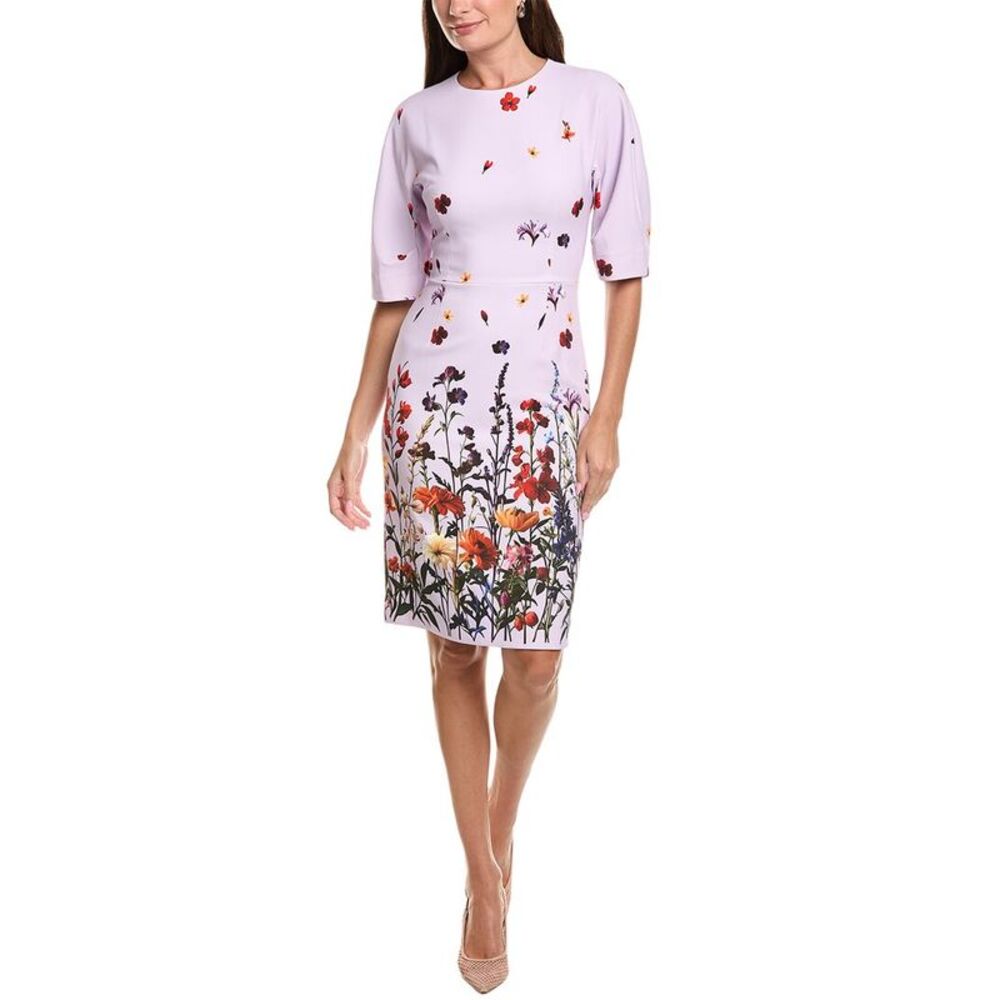 Teri Jon By Rickie Freeman Womens Crepe Floral Placement Print Wide Sleeve